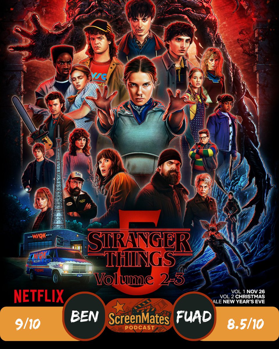 Screenmatespod's tweet photo. 🚨We’re Back for 2026

🎙️ Episode 29 – Stranger Things Series Finale: Volume    2 &amp; 3

Here's what we got this week👇

📰 Weekly Entertainment News
🎬 Topic of the Week -  Stranger Things vol 2 &amp; 3
📺 Pluribus recap + What We’ve Been Watching https://t.co/5ZAAEP1vUw