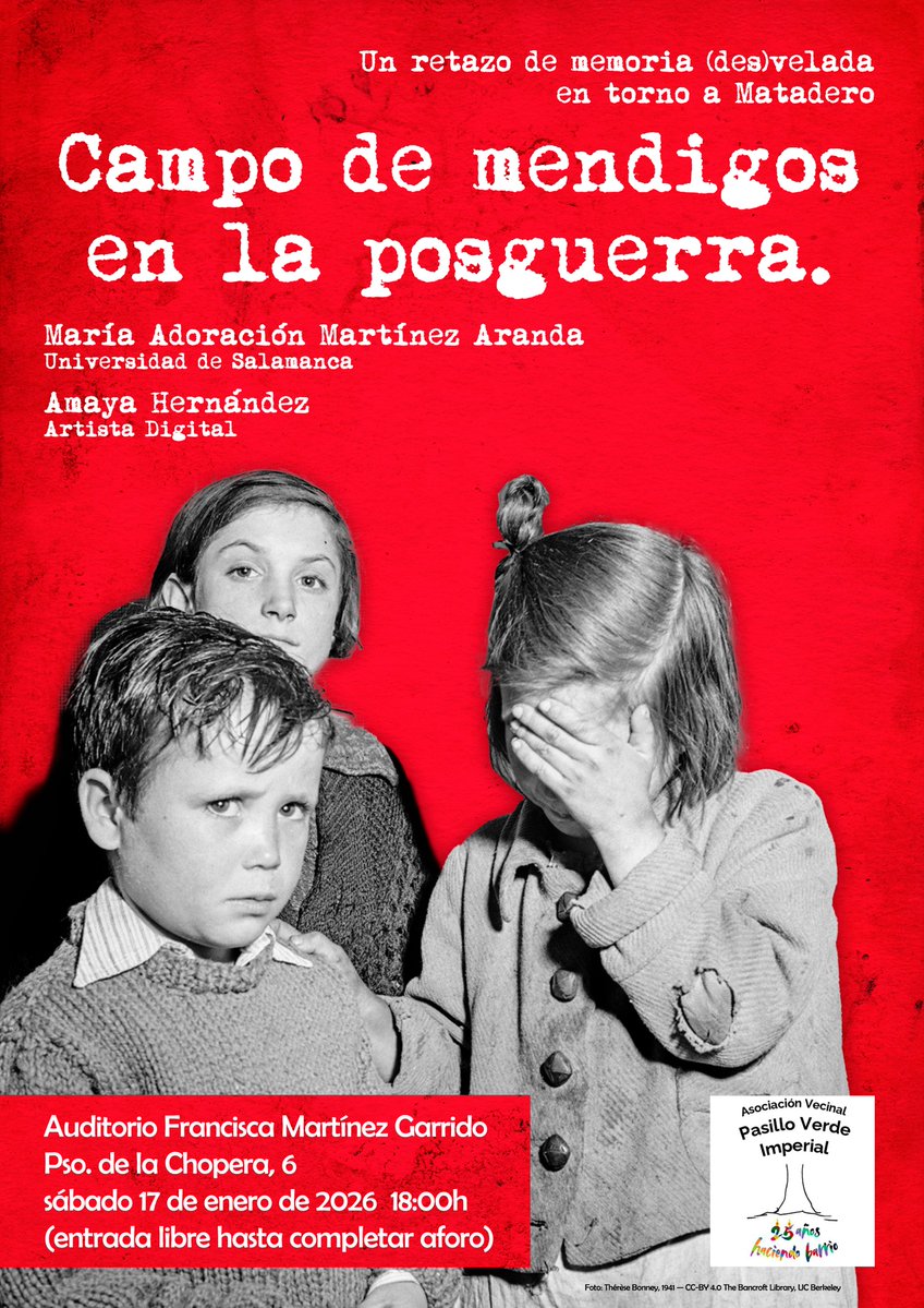 <a href="/ccss_usal/">CCSS USAL</a> <a href="/investigausal/">Investigación USAL</a> <a href="/Amaya_Hdez/">Amaya Hernández</a> <a href="/FcaNebrija/">Facultad de Comunicación y Artes de Nebrija</a> <a href="/mataderomadrid/">mataderomadrid</a> <a href="/MADRID/">Ayuntamiento Madrid</a> <a href="/UCBerkeleyLib/">UC Berkeley Library</a> ⬅️🗞️ <a href="/abc_es/">ABC.es</a> 11/7/1939
«Yo estoy seguro de que mi ilustre amigo el alcalde de <a href="/MADRID/">Ayuntamiento Madrid</a>, señor Alcocer, dedicará pronto sus esfuerzos a borrar esa lacra de la mendicidad callejera.»
➡️🗣️ Memoria (des)velada #Matadero
17/1/2026, 18:00h, entrada libre 📍maps.app.goo.gl/a4kxMaiq5ckhKT…