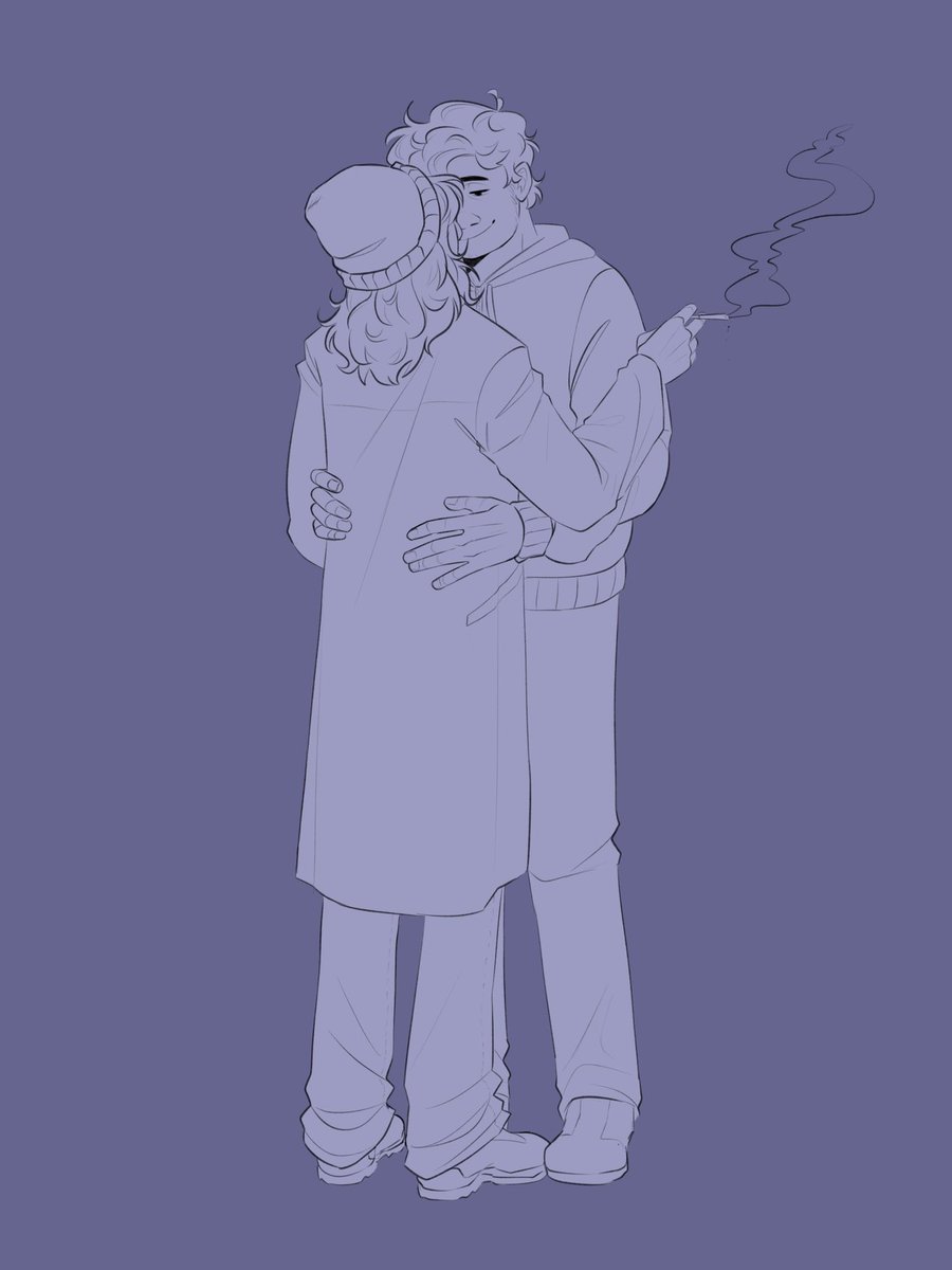 i then proceeded to get too into the kiss and burned a hole in his jacket with my blunt (drew this like three weeks ago and forgot to post…)