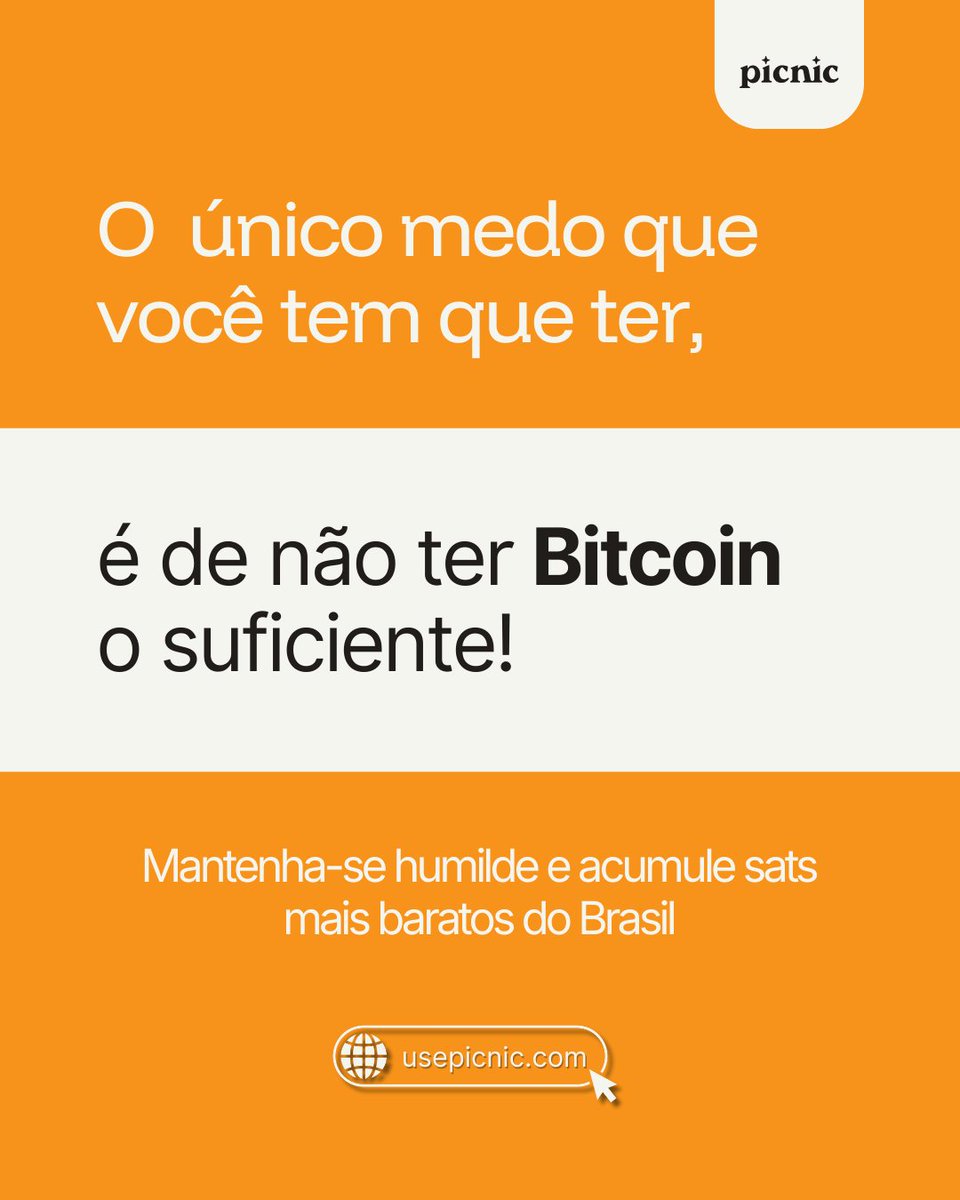 O medo não é o Bitcoin. É ficar sem ele. No Picnic você acumula sats e saca  nativamente, 100% via DeFi. Sem atalhos, sem intermediários, sem promessas  vazias. Humildade no DCA, soberania