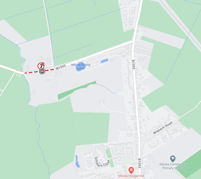 Cambs_Traffic's tweet image. ⛔️ROADWORKS
#B1093 #Wimblington Road, #Manea is CLOSED to all motor vehicles TODAY until the 16th Jan between the hours of 8am and 6pm daily due to works by @CityFibre.

More info: one.network/?GB146590340