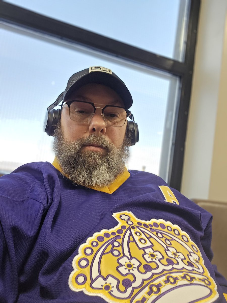 Sitting in Regina Airport waiting to fly to Edmonton to finally see the <a href="/LAKings/">LA Kings</a> play live tomorrow. 57 years old and it took a prostate cancer diagnosis to get me to make a hockey trip.
