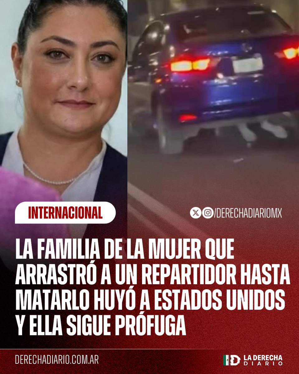 DerechaDiarioMX's tweet image. 🚨🇲🇽🇺🇸 | SE LE ESCAPÓ A LA FISCALÍA: La familia de Gaby Gómez Córdoba, que arrastró hasta matar a un repartidor en Iztapalapa, huyó tranquilamente a Estados Unidos y ella continúa prófuga, exhibiendo la lentitud e incompetencia de las autoridades mexicanas.