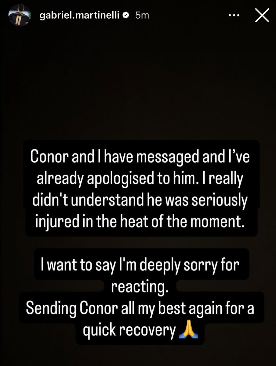 The disingenuous pearl-clutching over a perfectly normal reaction in a league rife with outrageous time-wasting. 

Martinelli is not vicious or vindictive, unlike some of the former players poking holes in his character.

Gabi apologized, well played, would expect nothing less.