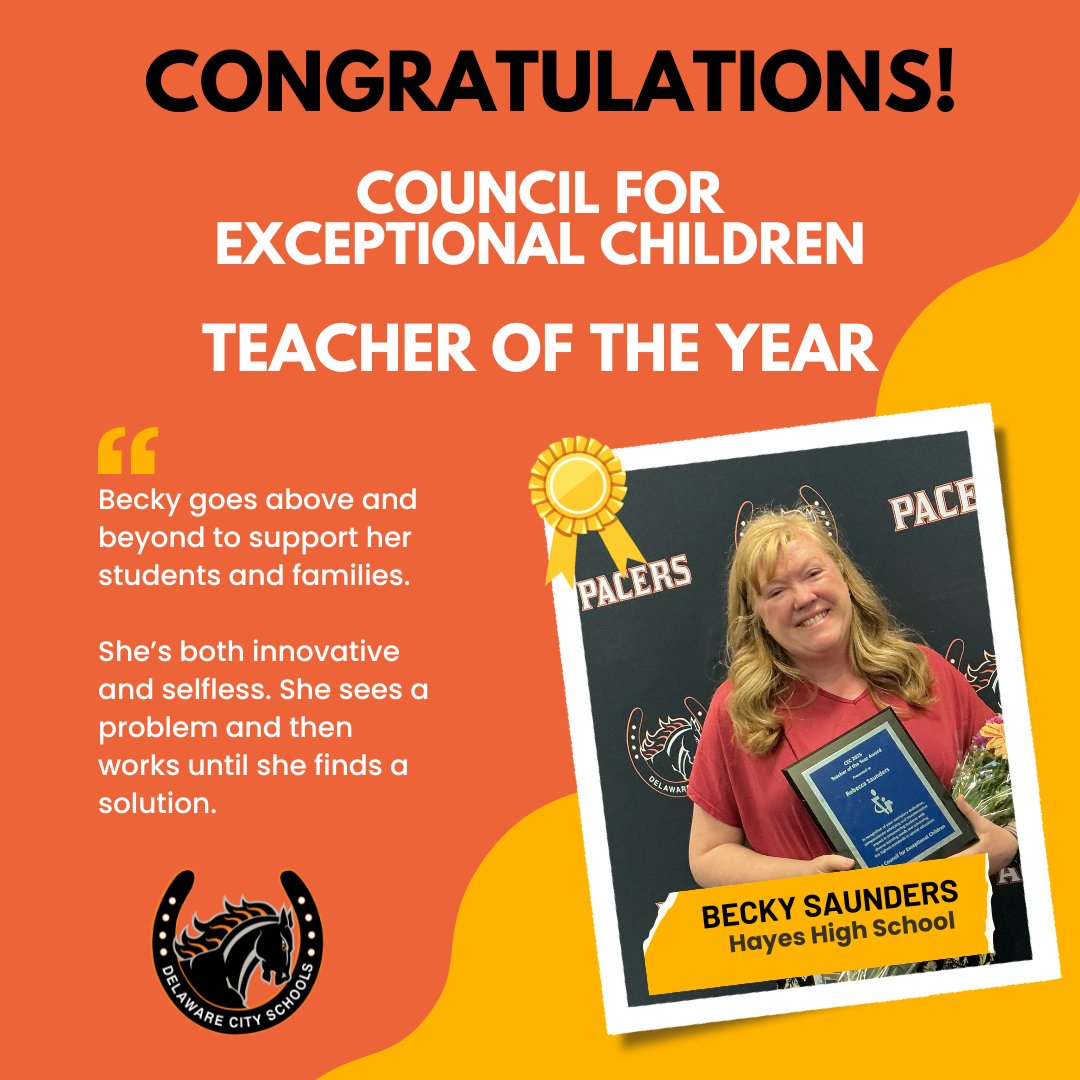 DCS_Pacers's tweet photo. We’re  thrilled to share that Rebecca Saunders, an Intervention Specialist at @HayesHighSchool, has been named the 2026 National Teacher of the Year  by the Council for Exceptional Children (CEC)! Please join us in congratulating Mrs. Saunders! https://t.co/gatdzu39hQ
