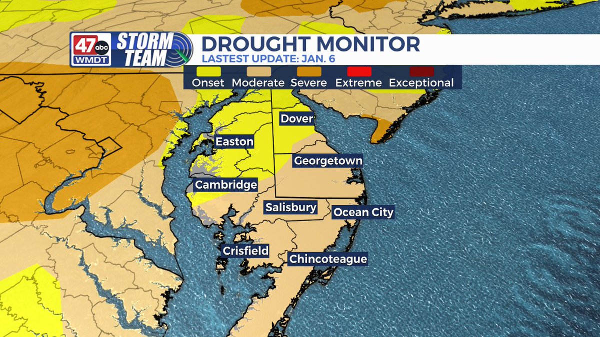 Drought is expanding across Delmarva. This week's update shows a decent chunk of the peninsula under a moderate drought. Rain is certainly needed!