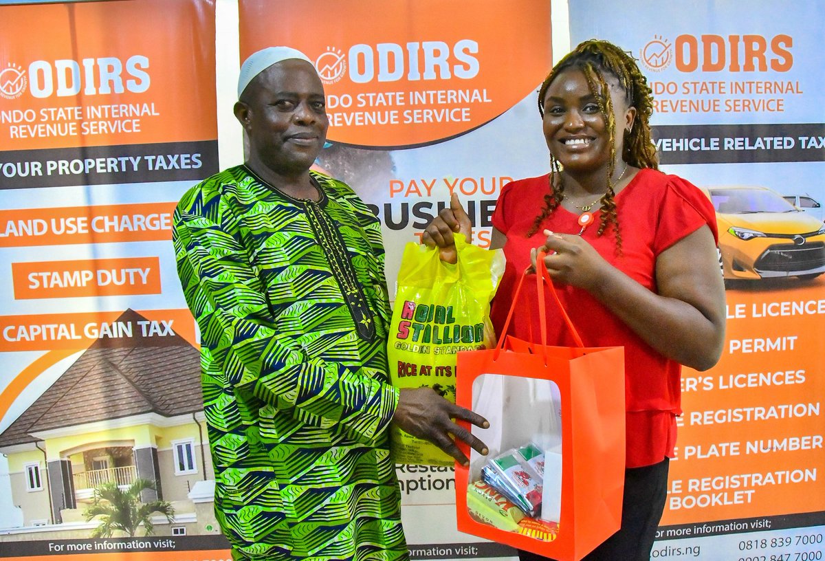 ODIRS Rewards Taxpayers in CSR Raffle Draw Across Ondo State.

The Ondo State Internal Revenue Service (ODIRS) has once again demonstrated its commitment to strengthening the relationship between government and citizens by rewarding tax-paying residents as part of its Corporate