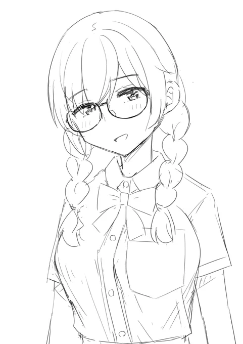 三つ編み練習らくがき 