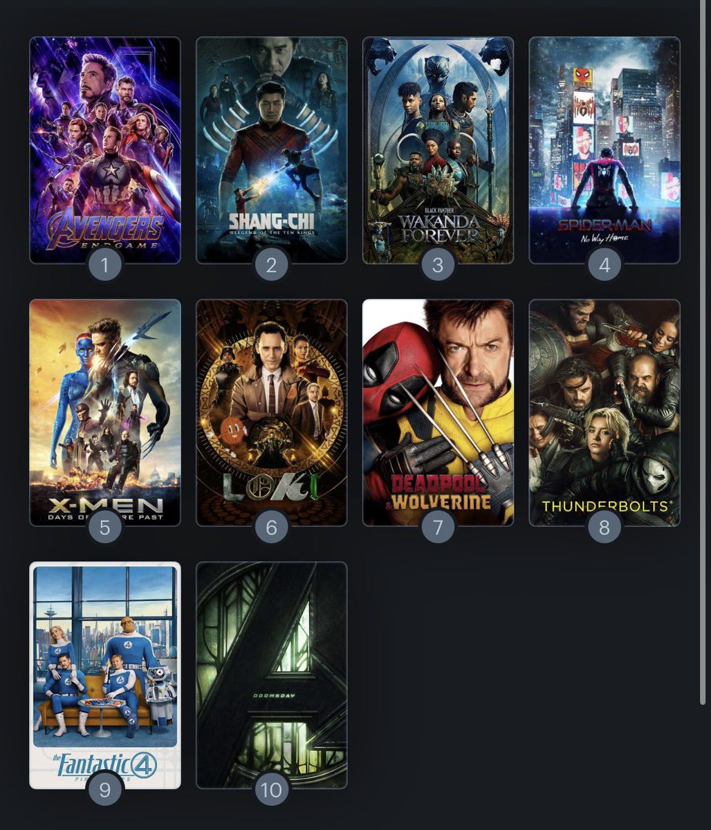 JEST0Z's tweet image. Essential rewatches leading up to Avengers Doomsday