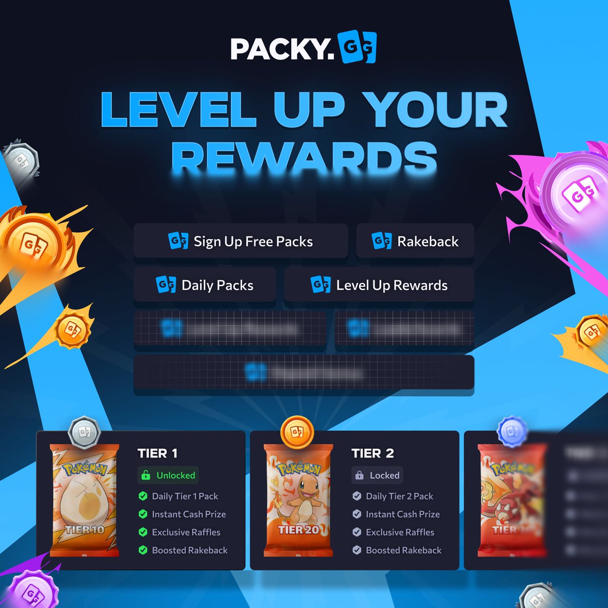 packygg's tweet image. Did someone mention rewards?🧐 

We’ll have one of the most rewarding systems out there!  

💰Sign up free packs  
🏆Level up rewards  
📦Daily Packs
🪙 Rakeback

Plus three hidden bonus rewards!🕵️

Guess one of the hidden rewards below! One correct random guess wins $25!💸