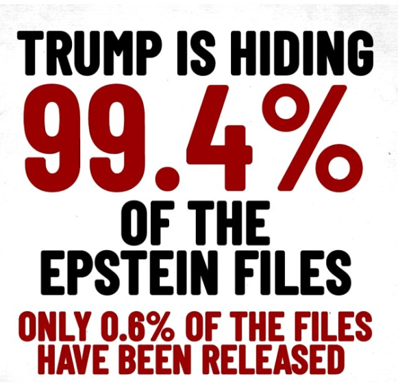 The time came and left for the Epstein files to be released.
MAGA are 100% aware that Trump is a serial pedophile and are OKAY with it

Now, is the time for them to look in the mirror and question where they went so fucking wrong that raping kids wasn't a deal breaker when it