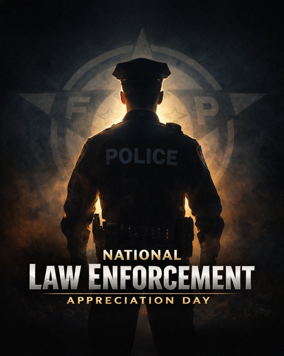 GLFOP's tweet image. Today we pause to recognize the dedication, sacrifice, and resilience of law enforcement across the nation. National Law Enforcement Appreciation Day is a moment to see the work you do, day in and day out, and to say thank you.

#LawEnforcementAppreciationDay #FOP…