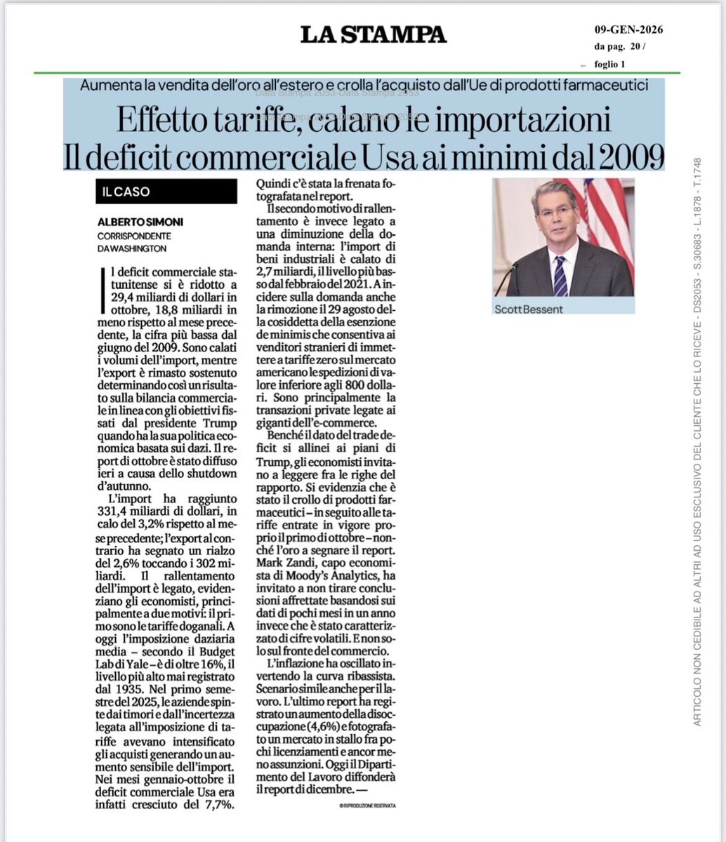 Aumenta la vendita dell'oro all'estero e crolla l'acquisto dall'Ue di prodotti farmaceutici.