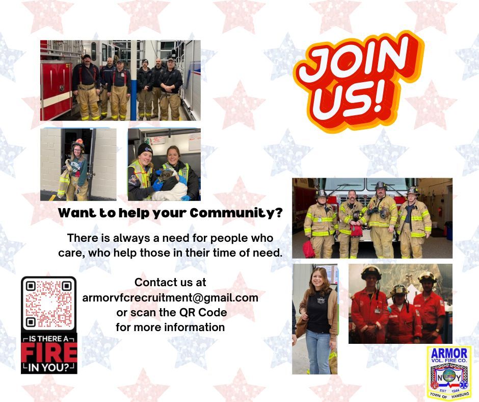 ArmorVolFireCo's tweet image. Interested in helping your community?  YOU can make a difference.  Reach out to one of our members or email us today for more information.