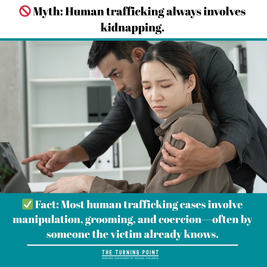 🚫 Myth: Human trafficking always involves kidnapping.
✅ Fact: Most human trafficking cases involve manipulation, grooming, and coercion—often by someone the victim already knows.

Save this post. Share it. Awareness saves lives