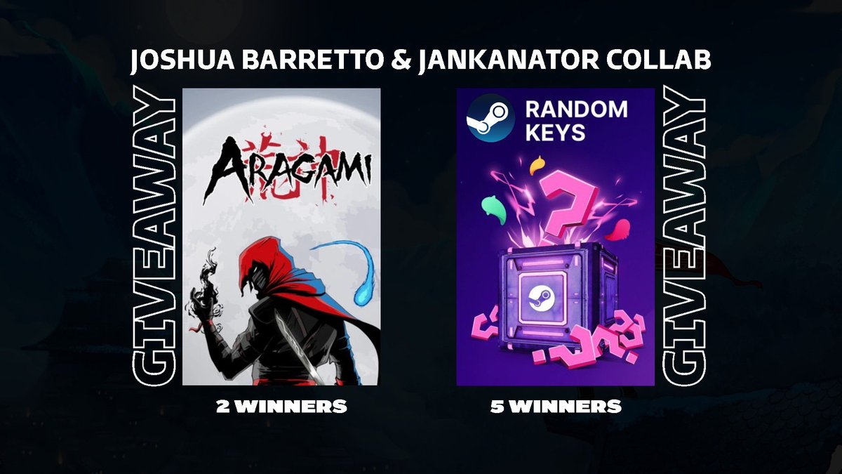 theejankanator's tweet image. 🥷🔥 STEALTH COLLAB GIVEAWAY 🔥🥷

We’ve teamed up for something BIG…

🎮 WHAT YOU CAN WIN:
🏆 2 winners → Aragami (Steam)
🎁 5 winners → Pick your own game from the list in the comments

Your choice. Your game. 👀

🟢 HOW TO ENTER:
👤 Follow @theejankanator 
👤 Follow…