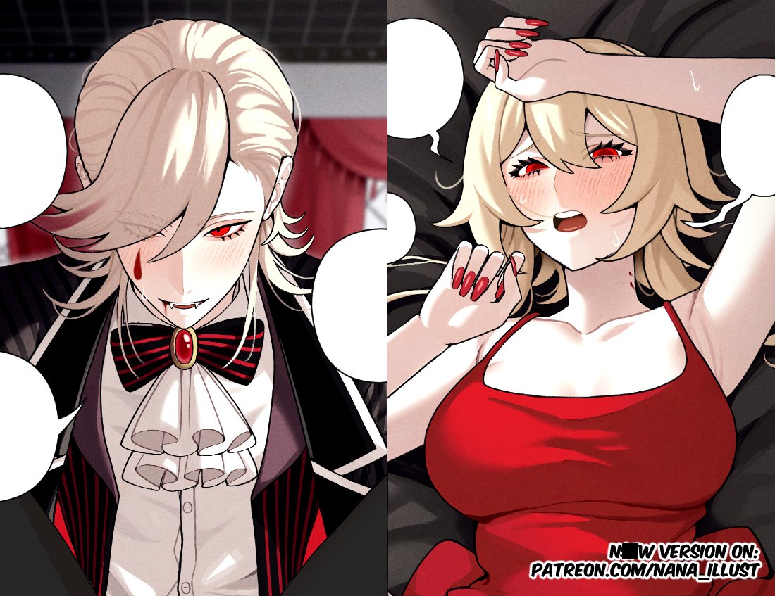 nana__illust's tweet photo. Vampire Lyney x Lumine
#GenshinImpact #原神 https://t.co/iqYN5k2Dnw