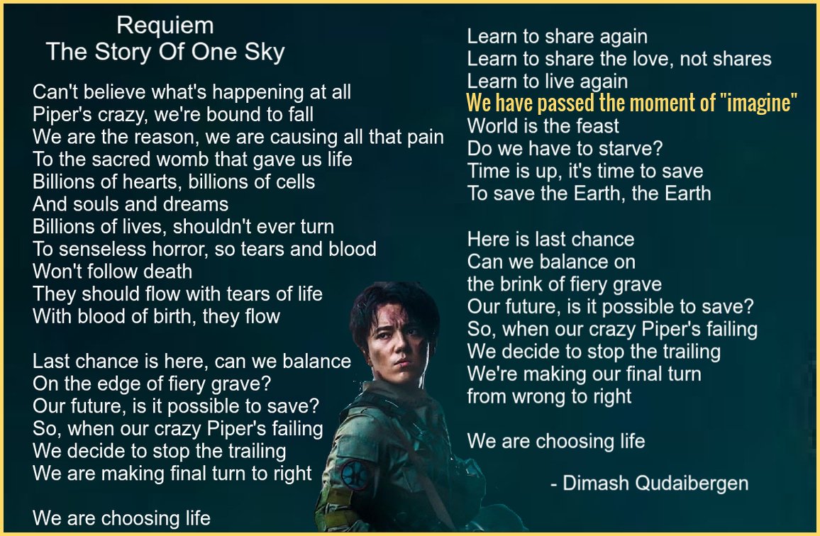 youtube.com/watch?v=1Psjws…
The music video, The Story of One Sky is a  call  to choose life  "Piper's crazy" represents misguided leadership,  "fiery grave" symbolizes destruction if no action is taken.  "We have passed the moment of imagine" conveys the time is now to make peace.