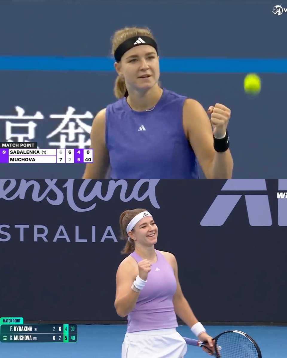 BastienFachan's tweet image. In 2024, Aryna Sabalenka stood one win away from setting a new personal longest winning streak...

...Karolina Muchova won 6-4 in the third.

Today, Elena Rybakina stood one win away from setting a new personal longest winning streak...

...Karolina Muchova won 6-4 in the third.