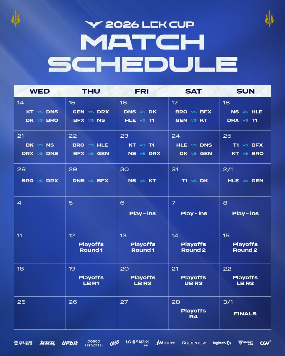 LCK_FR's tweet image. [Programation] Voici les matchs programés de la LCK CUp !