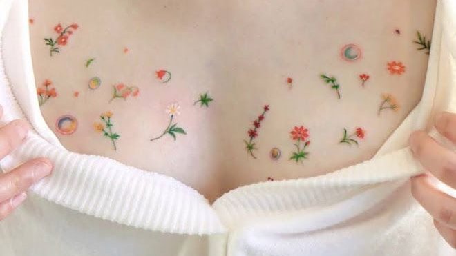 aesttics's tweet image. mini colorful garden tattoos
