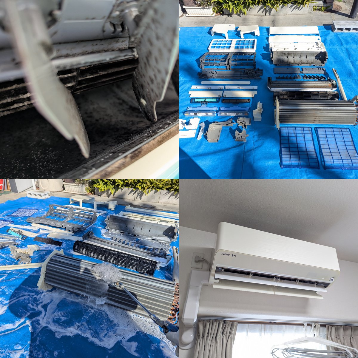 techabe's tweet image. Blog更新「リピートで約5年前洗浄のエアコンを再度取外し分解洗浄」→ 運転時間とお部屋の環境にもよりますが、キッチンが近いリビングだと5年でこんな感じになりますね。。
techabe.blogspot.com/2026/01/5.html
　
#エアコン分解洗浄 #エアコンクリーニング #一級冷凍空気調和機器施工技能士 #愛媛県 #松山市