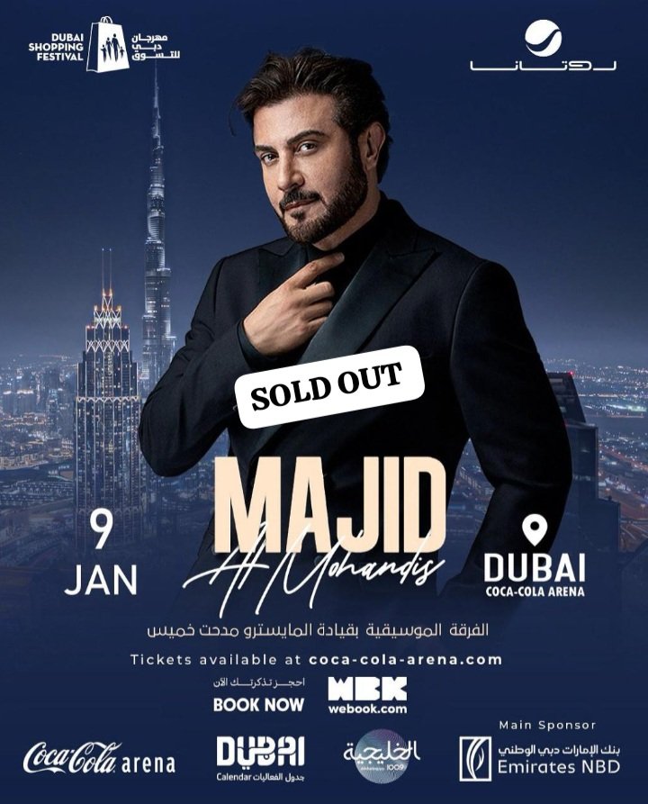 تم البيع برسمى ارتيس ماجد المهندس 
الفرقة الموسيقية بقيادة المايسترو مدحت خميس 
🎼
<a href="/RotanaLive/">Rotana Live</a> 
<a href="/majidalmohandis/">ماجد المهندس</a> 
<a href="/MedhatKhamis2/">Medhat Khamis</a> 
<a href="/FaikHassan/">فائق حسن</a> 
<a href="/PrinceMajoud/">البرنس ماجد ~ صوت الحب ♡ ♬ ♩ ♪</a> 
<a href="/yasminebourbia/">ياسمين بوربيع ♥ المهندس 🇩🇿</a>