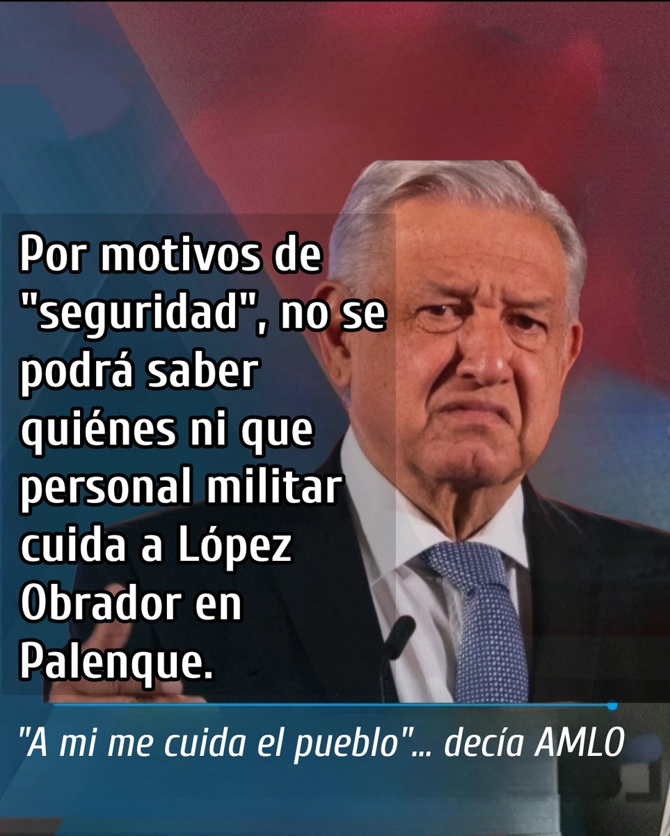 ¡ Zas !

Por motivos de "seguridad" ya no se podrá saber cuántos ni quienes son los militares que cuidan al viejo mitómano de Palenque.

¿Será que también son CUBANOS?

🤔