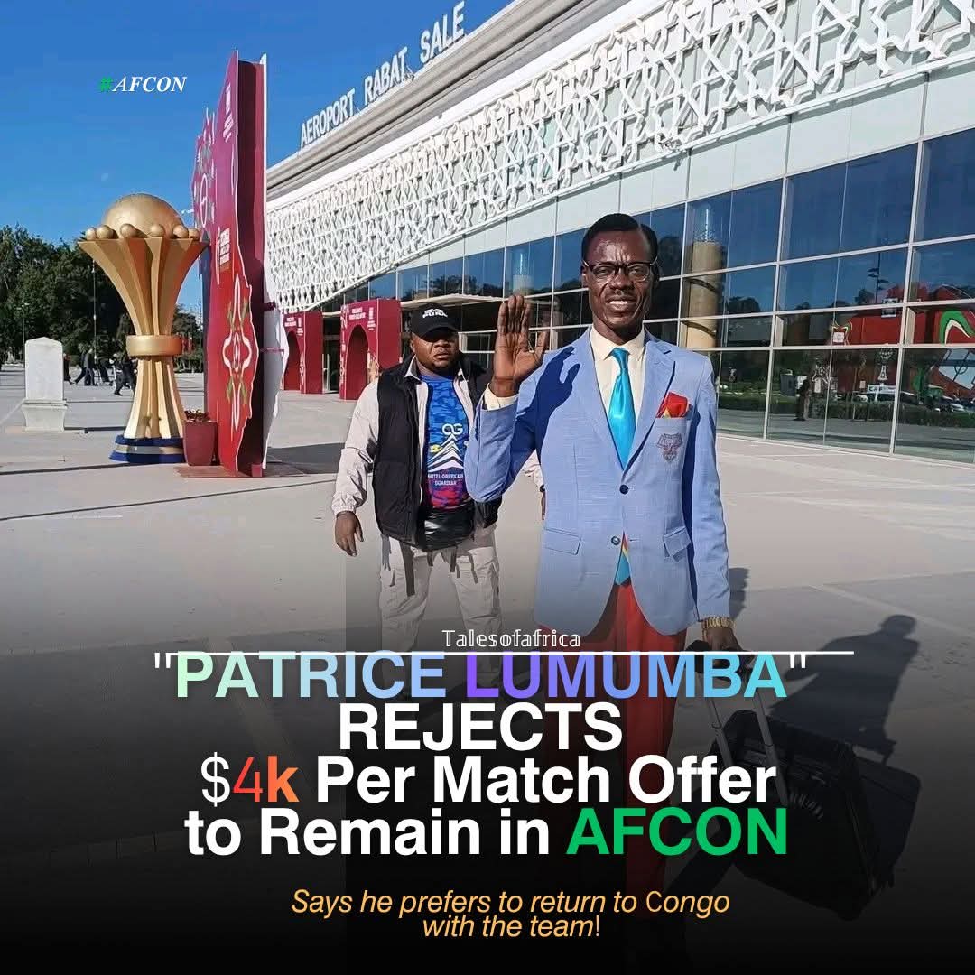 nyeusi_waasi's tweet image. Michel Nkuka Mboladinga received an offer of $2,000–$4,000 per match to remain in Morocco and serve as an AFCON ambassador, but stated that Patrice Lumumba’s legacy is not something to be exploited for personal gain. Instead, he chose to return to Congo with the national team.