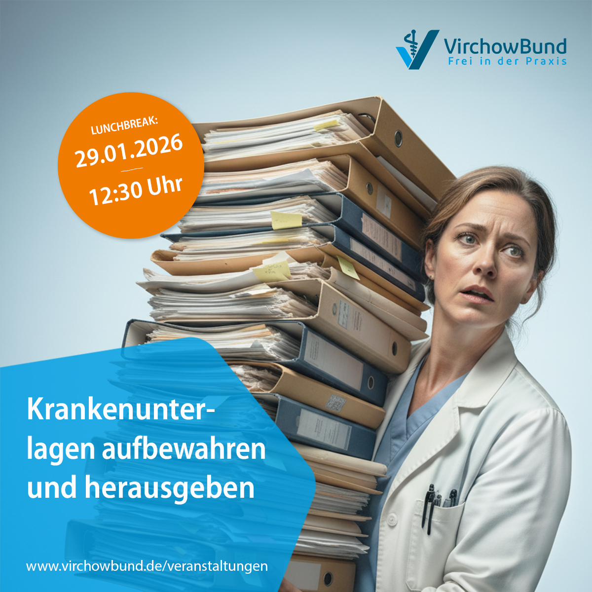 virchowbund's tweet photo. Müssen Sie als Arzt bzw. Ärztin Krankenunterlagen in jedem Fall auf Anfrage herausgeben? Dürfen Sie dafür ein Entgelt nehmen? Können Sie Teile der Akte schwärzen oder löschen?

Das und mehr am 29.01.2026 kurz und kompakt zusammengefasst. Anmeldung: https://t.co/79Bhzz2YtX https://t.co/21b72sE2gM