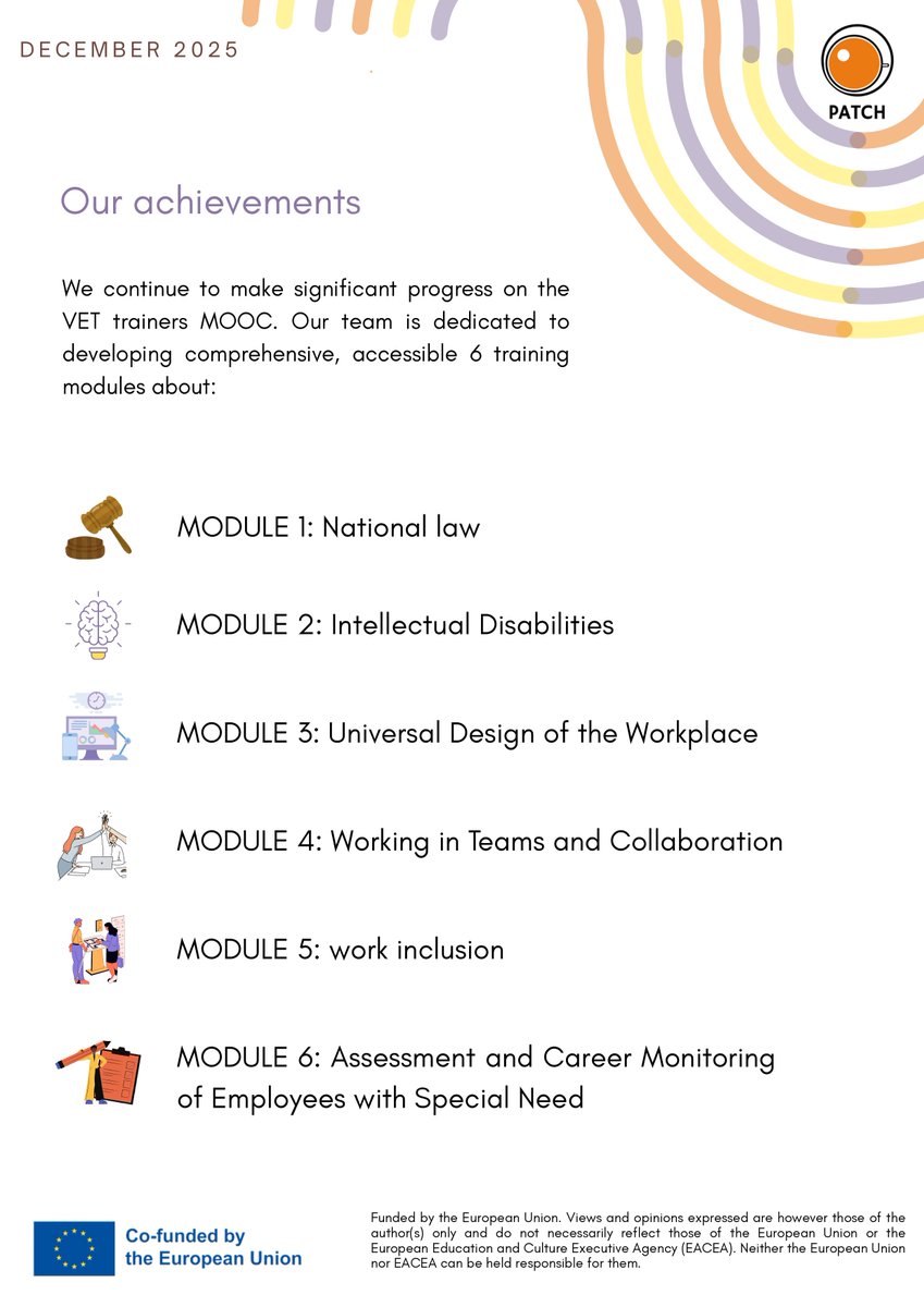 Patch_erasmus's tweet photo. We’re excited to share PATCH Newsletter No.2⃣❗️
In this second issue, we highlight the progress and🎯of the PATCH project in2⃣0⃣2⃣5⃣
Would you like to receive the full PDF? Send us a📩and we’ll be happy to share it with you!
#erasmus #ErasmusPlus #disability #inclusion #education https://t.co/YZSBC7kmN4