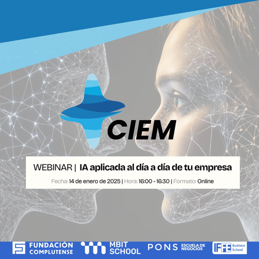 🚀 Webinar exclusivo para asociados de CIEM

IA aplicada al día a día de tu empresa

📅 14 de enero | ⏰ 16:00–16:30
En 30 minutos, de forma práctica y sencilla:
✔️ IA vs. automatización
✔️ Casos reales aplicables

👉 Inscripción: share-eu1.hsforms.com/1qwn_FzSJSNSds…