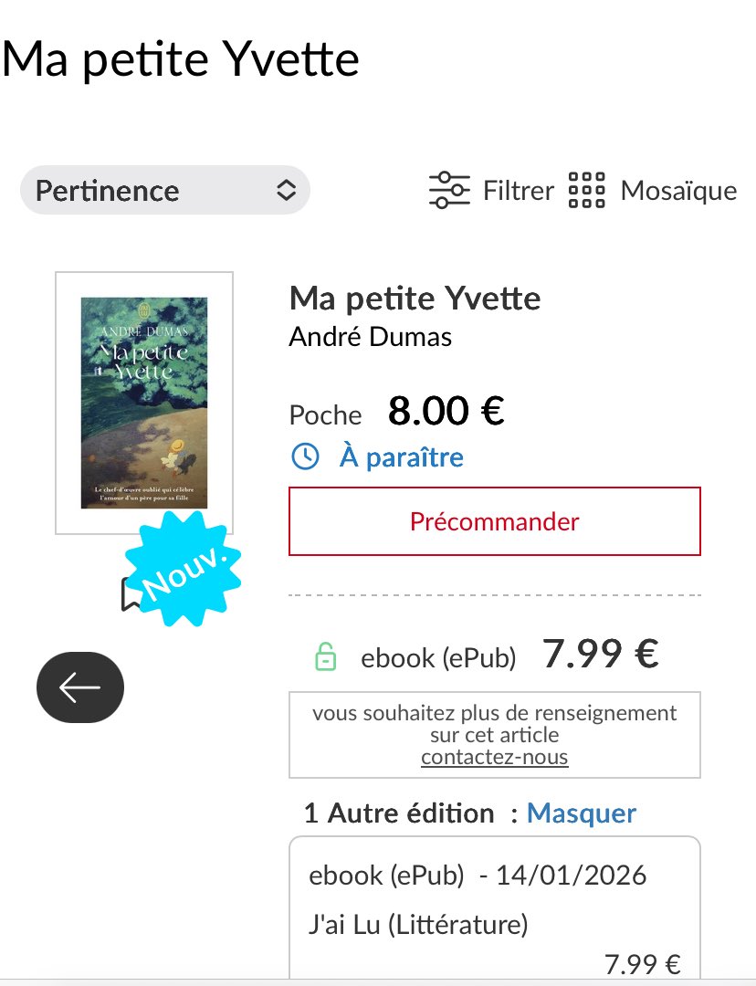 Et au bout de l’enquête, le fantôme d’Yvette aura permis une réédition 
Bravo à vous <a href="/TiboRaiss/">Thibault Raisse</a> et à la ténacité d’Hélène ! 🥳