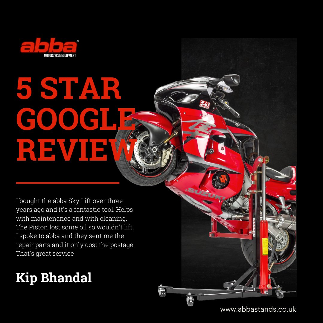 🌟 Thank You for the 5-Star Review! 🌟

We’re thrilled to hear how much you love your abba Sky Lift — your feedback means the world to us! 🙌

#abbaskylift #motorcyclemaintenance #builtforlife #thankyou