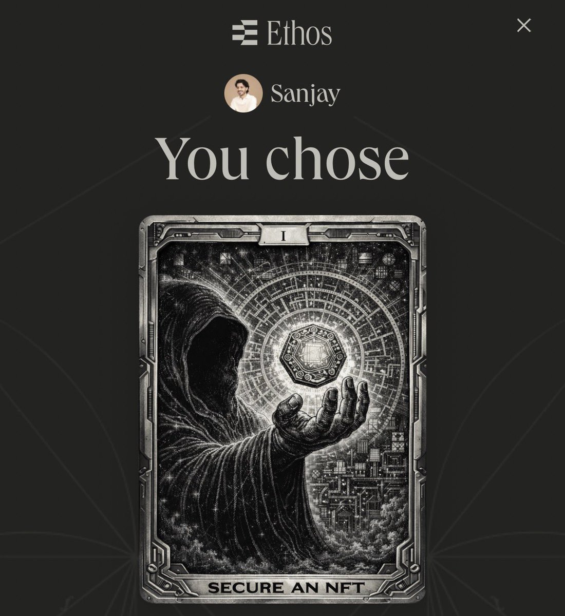As Top 10 on the ETHOS XP leaderboard, I chose the NFT… but I