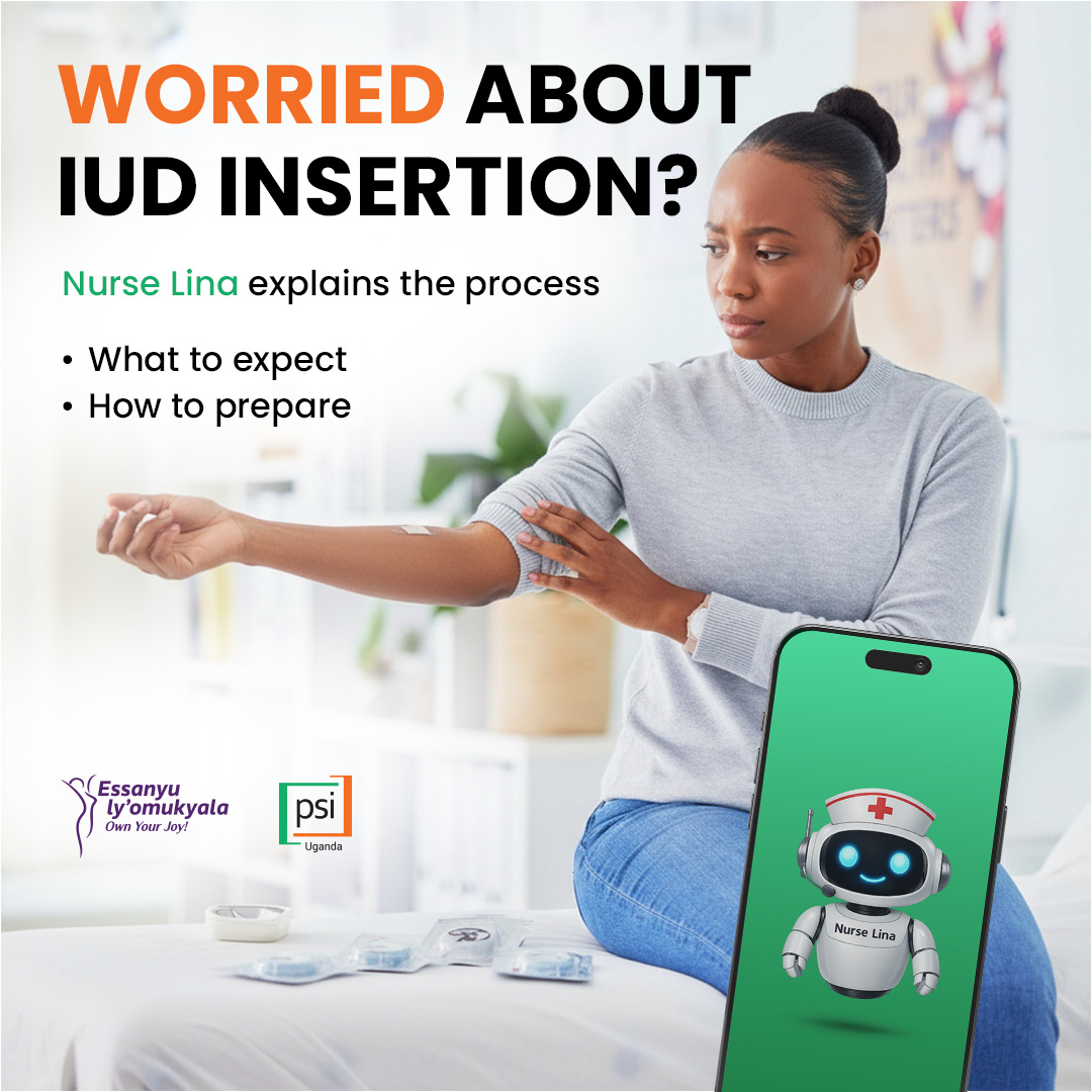 Chat with Nurse Lina  wa.me/256700542322 who explains the process.

Worried about IUD insertion?

#EssanyuLyOmukyala #OwnYourJoy