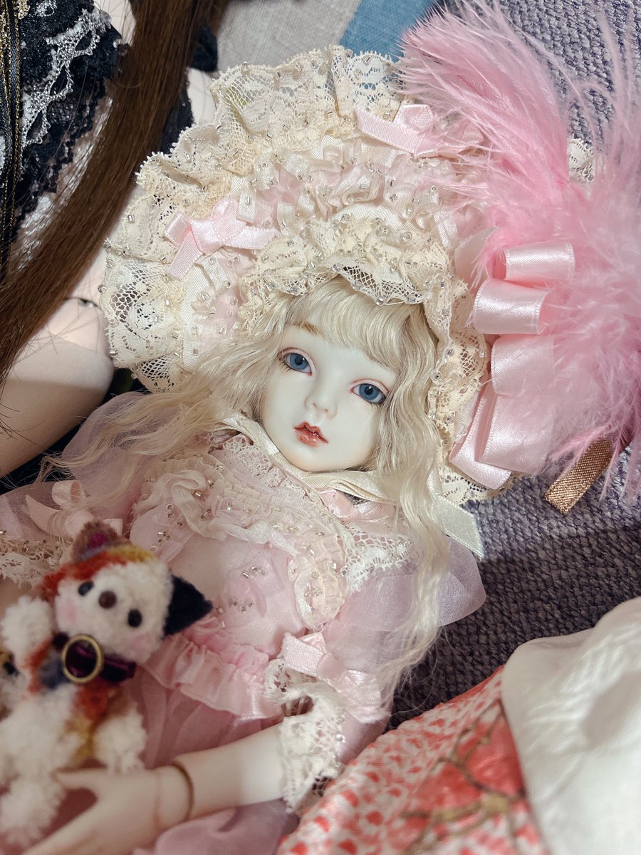 *Antique postcard　お人形さんと少女の食前の祈り Antique postcard お人形さんと少女の食前の祈り Antique postcard お