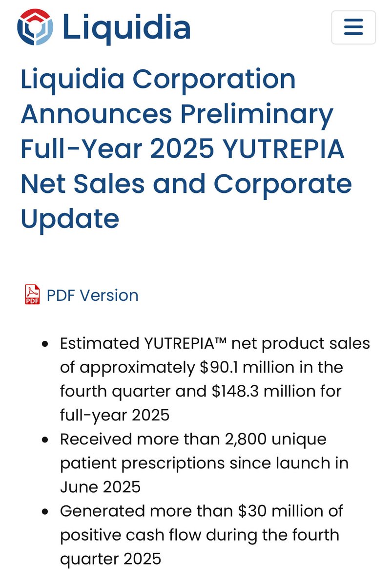 $LQDA Pre-announcing very strong revenues for Q4. $30M FCF for the quarter - sensational numbers.

Great management - announcing so quickly after year end and before the JPM conference next year - will be a very interesting presentation.