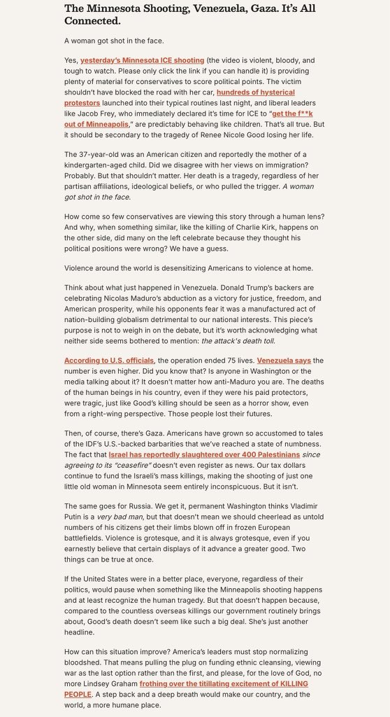 BergerPosts's tweet image. Tucker Carlson on ICE shooting of Renee Good:

“How come so few conservatives are viewing this story through a human lens?
And why, when something similar, like the killing of Charlie Kirk, happens on the other side, did many on the left celebrate because they thought his…