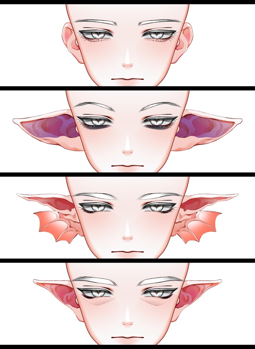 While the rigger is working on Female Model v0.1, I’m quietly grinding on Male Model v0.1 too 👀

Are you excited for it?
Here’s a little WIP peek at some ear variations 💕
#Vtuber #Live2D #VTubeStudio #VTuberArtist