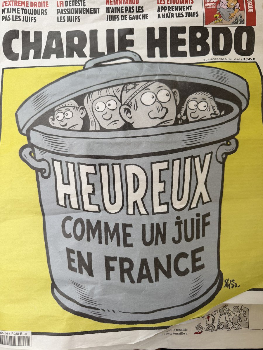 Enthoven_R's tweet image. Extraordinaire et terrifiant numéro de @Charlie_Hebdo_ sur l’antisémitisme. 
De gauche ou d’extrême-droite, la haine des juifs s’est rarement si bien portée… 
Avec notamment les entretiens de @rabbidelphineH et Richard Malka❤️👇🏿