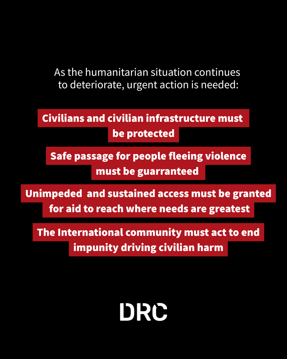 DRC_ngo's tweet photo. Sudan faces one of the world’s worst humanitarian crises after nearly three years of war. Families endure repeated displacement, violence, and collapsed services. We call for an end to the violence + protection of civilians: https://t.co/U90slE3azM https://t.co/rwQP0C4j7K