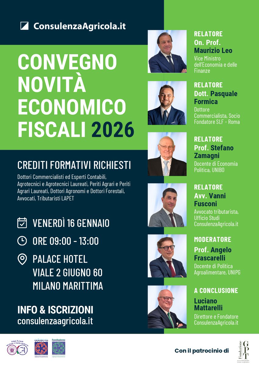 Un approfondimento sulle principali novità fiscali e tributarie introdotte con la Legge di Bilancio 2026, con particolare attenzione alle implicazioni per il comparto agricolo
Iscrizioni: consulenzaagricola.it/eventi/25871-n…