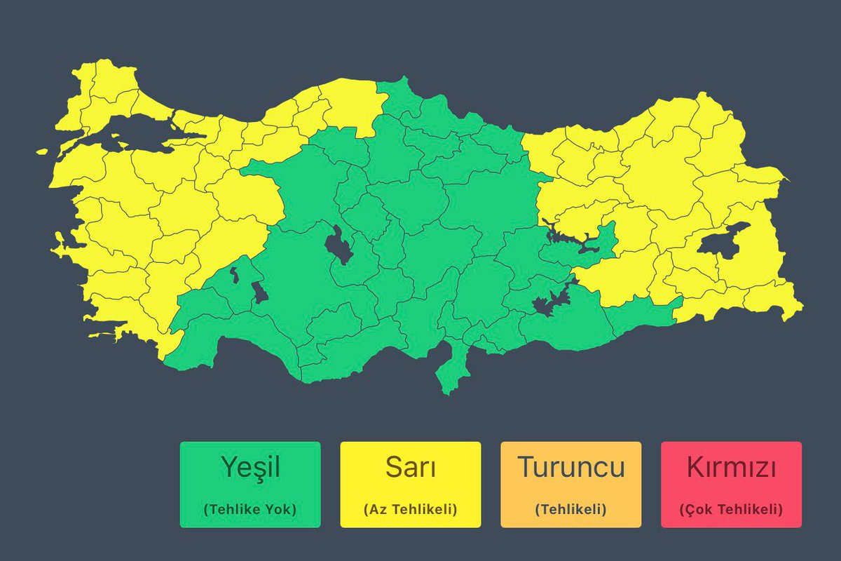 TC_icisleri's tweet photo. Meteoroloji Genel Müdürlüğü'nden (@meteoroloji_twi) alınan son bilgilere göre;

🗓️ 10 Ocak 2026 Cumartesi günü;

📍 Marmara, Ege, İç Anadolu'nun kuzeybatısı (Eskişehir) ile Batı Karadeniz'in iç kesimlerinde güney ve batı yönlerden kuvvetli ve fırtına; yer yer kuvvetli fırtına bekleniyor.

📍 Trakya Kesimi'nde görülecek sağanak ve gök gürültülü sağanak yağışların, Edirne ve Kırklareli çevreleri ile Tekirdağ'ın iç kesimlerinde yerel kuvvetli olması bekleniyor.

📍 İzmir, Aydın, Muğla, Manisa, Balıkesir ve Bursa çevreleri ile Çanakkale'nin güney ve doğusunda yerel kuvvetli sağanak ve gök gürültülü sağanak yağış bekleniyor.

⚠️ Vatandaşlarımızın ağaç ve direk devrilmesi, çatı uçması, soba ve doğalgaz kaynaklı baca gazı zehirlenme riski, ani sel, su baskını, yıldırım, yerel küçük çaplı dolu ile ulaşımda aksamalar gibi olumsuzluklara karşı dikkatli ve tedbirli olmasını; yetkili mercilerin uyarılarını dikkate almalarını önemle hatırlatıyoruz.

#AFAD 🇹🇷
