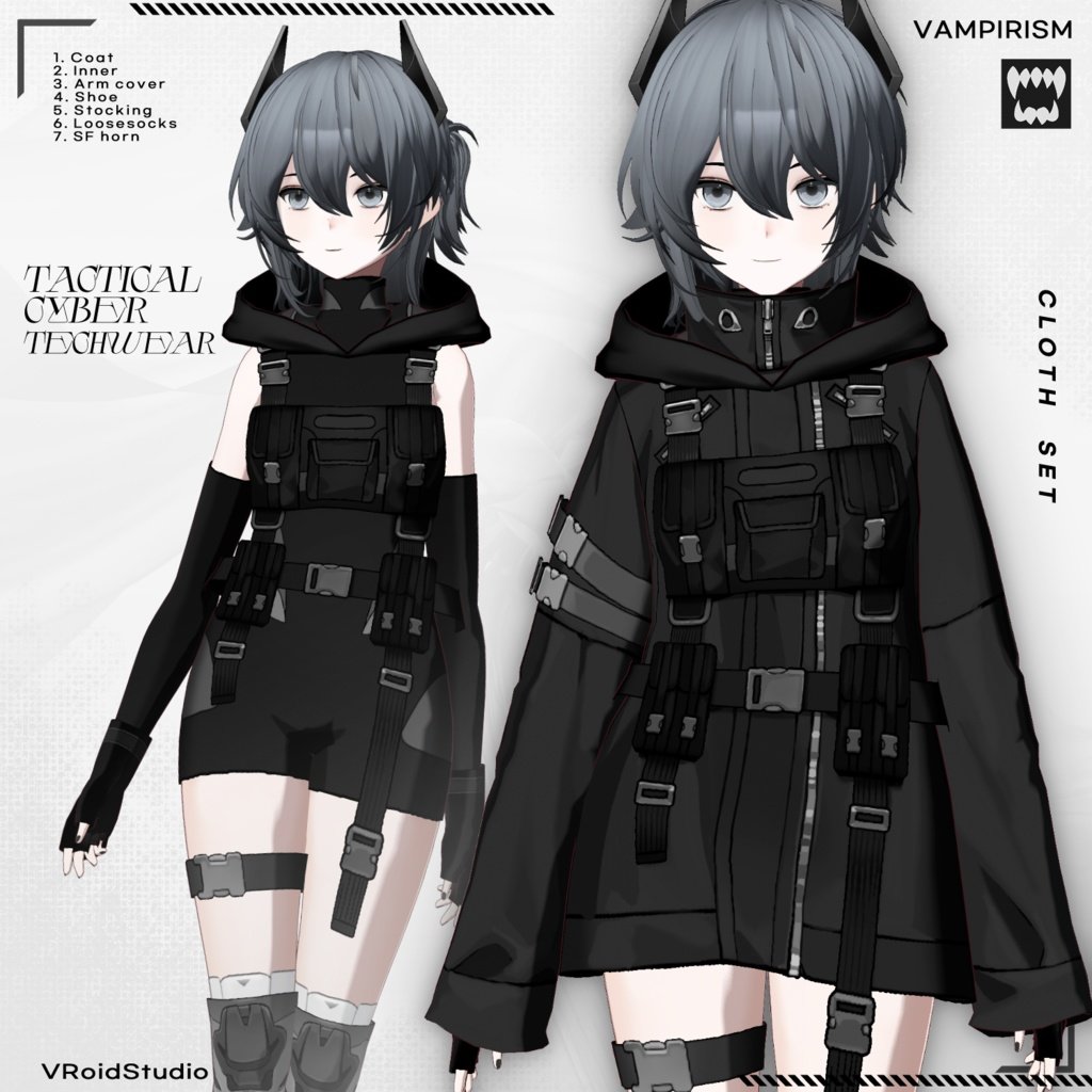 Yenchos_'s tweet photo. #VRoid  #VRoidStudio  #VRoid吸血

boothに新作アイテムセット「Tactical cyber techwear」「Cyber cat techwear [VRoid]」をアップロードしました。 

ありがとうございます。

https://t.co/bWbdQCBBdi
https://t.co/gHi73UGzkl https://t.co/vyDJgXIoxx