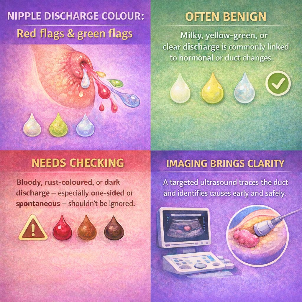 HercareScans's tweet image. Nipple discharge colour isn’t random.

Some colours are hormonal and harmless.

Others – especially bloody or rust-coloured – need imaging.

An ultrasound can trace the duct and explain what’s really going on.

#NippleDischarge #BreastHealth #BreastScan #EarlyCancer #Bengaluru