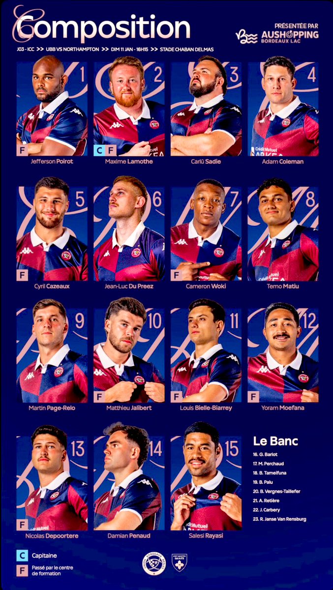 willgkelleher's tweet photo. Bordeaux #goingforit too.
Spicy reunion for Pollock witn Poirot 🕵🏻♂️
UBB backline hilarious despite no Lucu 🤣
Pack not bad either 👀
Hoping for a classic. https://t.co/XCU6Ko9gU1