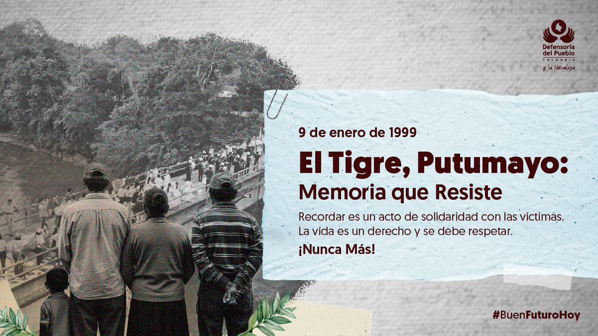 Hace 27 años, el 9 de enero de 1999, 150 paramilitares del Bloque Sur Putumayo ingresaron a El Tigre y cometieron una masacre en la que murieron 28 personas. Hoy nos solidarizamos con una comunidad que, pese al dolor, ha seguido adelante.

La violencia ejercida por este grupo