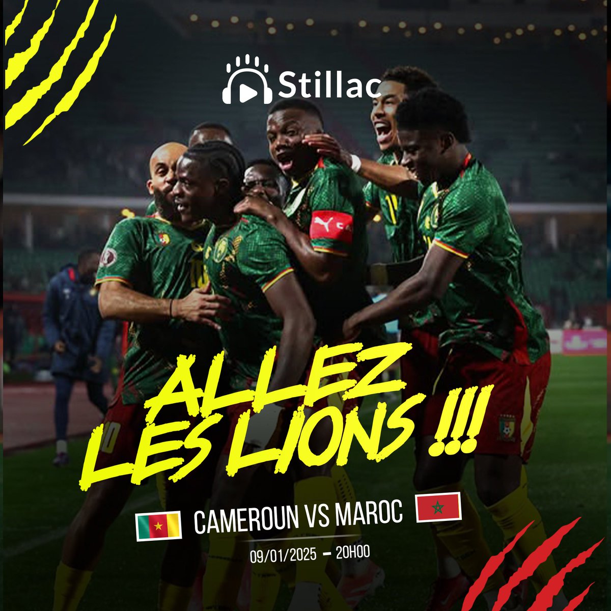 🇨🇲✨ JOUR DE MATCH

Ce soir à Rabat ça passe ou ça casse. 
Cameroun # Maroc duel des fauves en 1/4 de finale de la CAN 
Va-t-on éliminer le bailleur et partir avec la maison? Vos pronostics ⚽

#Stillac
#LeMeilleurDeLaZik
#AllezLesLions