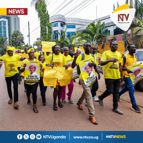 ntvuganda's tweet photo. PHOTOS: Members of the NRM National Youth Council (NYC), led by National  Treasurer Godfrey Frank Kamukama, staged a peaceful protest from  Makerere Main Gate to the NRM Secretariat, demanding accountability over  UGX 3 billion promised by party chairman Gen. Yoweri Museveni. 

The funds were meant to refund campaign facilitation, but protesters allege the money was diverted by some party leaders. 

#NTVNews  #UgandaDecides2026